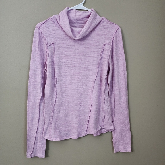 We The Free Size M 100% Cotton Lavender Turtleneck Sweater Longsleeve - Picture 4 of 7